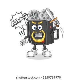 the film camera knights attack with sword. cartoon mascot vector