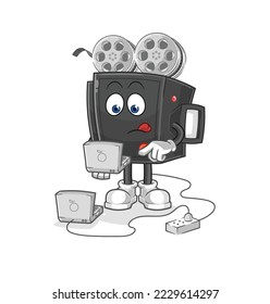 the film camera with laptop mascot. cartoon vector