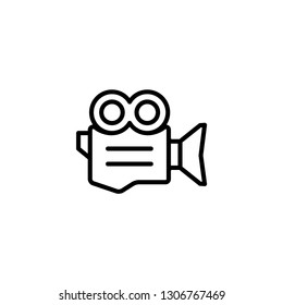 Film Camera Line Icon In Flat Style Vector For App, UI, Websites. Black Icon Vector Illustration.