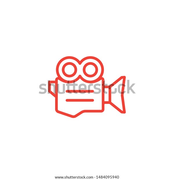 Film Camera Line Red Icon On White
Background. Red Flat Style Vector
Illustration.