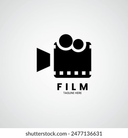 Plantilla de diseño de logotipo de cámara de cine. Diseño de logotipos de producción de cine. Vector de Diseño de Película de Estudio.