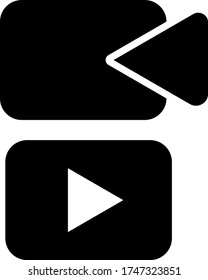 Film camera outline vector icon. Play sign.  Media production symbol. Record element. Cinematography concept. Flat simple line design illustration.