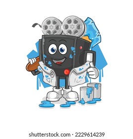 the film camera painter illustration. character vector