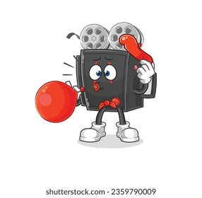 the film camera pantomime blowing balloon. cartoon mascot vector