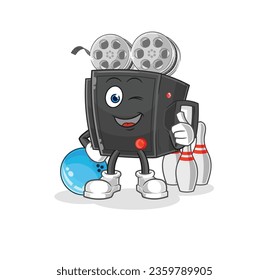 the film camera play bowling illustration. character vector
