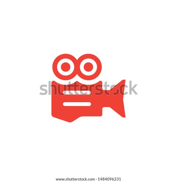 Film Camera Red Icon On White Background.\
Red Flat Style Vector\
Illustration.
