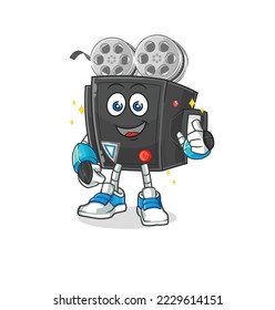 the film camera robot character. cartoon mascot vector