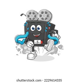 the film camera runner character. cartoon mascot vector