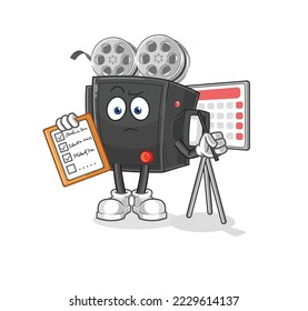 the film camera schedule list vector. cartoon character