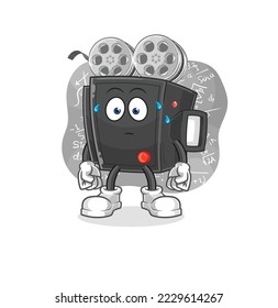 la cámara de cine pensando en el vector duro. personaje de caricatura