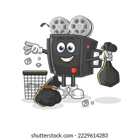 the film camera Throw garbage mascot. cartoon vector