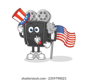 the film camera uncle sam character. cartoon mascot vector