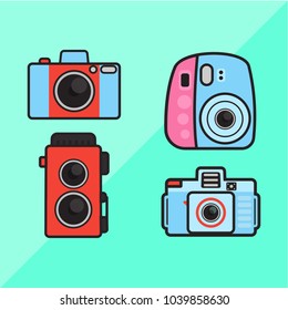 Film camera vector illustration set