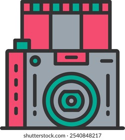 Film CameraVector Icon Outline Filled Style
