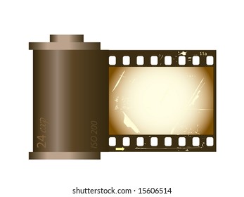 Film canister with blank grunge negative