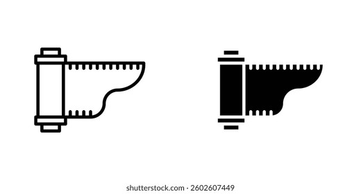 Film canister flat Icons in line outline and flat solid style on white background
