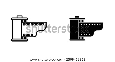Film canister flat simple vector icons illustration set.