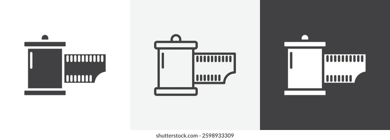Film canister icons in Thin line black color. flat simple vector symbols illustration.