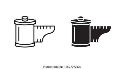 Film canister line icon vector set.