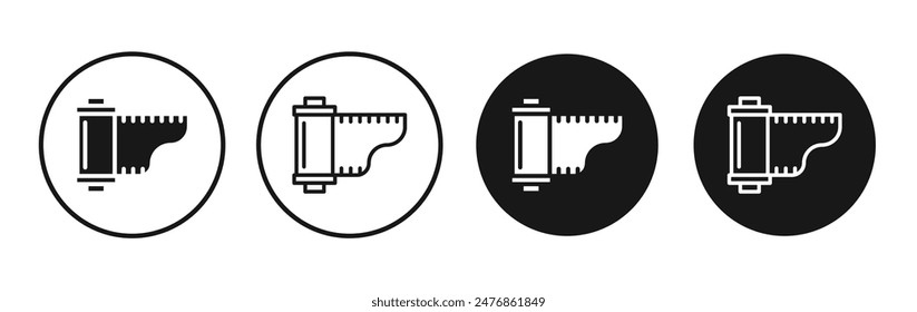 Film canister line vector icon set.