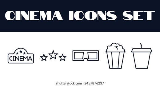 Film Cinema Icons Set Vector. Film Cinema Line Icons illustration. Movie Cinema.