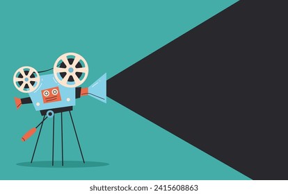 Film cinema movie projector camera banner poster abstract concept. Vector design graphic illustration