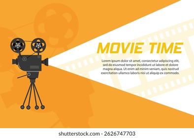 Filme cinema filme projetor câmera cartaz cinema retro quadro ícone mostrar vídeo velho vintage apresentação criativa arte entretenimento indústria detalhe símbolo vetor mecânico