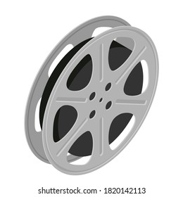 Film cinema reel isolated on white background. Vector. Isometric view