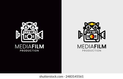 Filmkino-Videoproduktion Medienkamera Multimedia-Symbol-Studio-Industrie-Grafikdesign-Logo-Symbol  