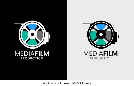 Filmkino-Videoproduktion Medienkamera Multimedia-Symbol-Studio-Industrie-Grafikdesign-Logo-Symbol  