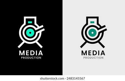 Filmkino-Videoproduktion Medienkamera Multimedia-Symbol-Studio-Industrie-Grafikdesign-Logo-Symbol  