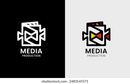 Filmkino-Videoproduktion Medienkamera Multimedia-Symbol-Studio-Industrie-Grafikdesign-Logo-Symbol  