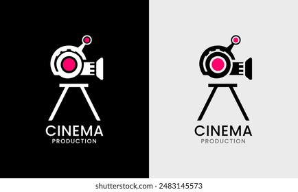 Filmkino-Videoproduktion Medienkamera Multimedia-Symbol-Studio-Industrie-Grafikdesign-Logo-Symbol  