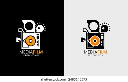 Filmkino-Videoproduktion Medienkamera Multimedia-Symbol-Studio-Industrie-Grafikdesign-Logo-Symbol  