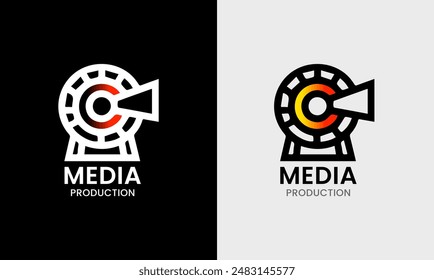 Filmkino-Videoproduktion Medienkamera Multimedia-Symbol-Studio-Industrie-Grafikdesign-Logo-Symbol  