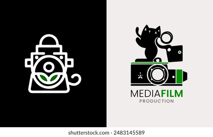 Filmkino-Videoproduktion Medienkamera Multimedia-Symbol-Studio-Industrie-Grafikdesign-Logo-Symbol  