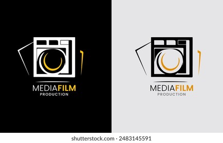 Filmkino-Videoproduktion Medienkamera Multimedia-Symbol-Studio-Industrie-Grafikdesign-Logo-Symbol  