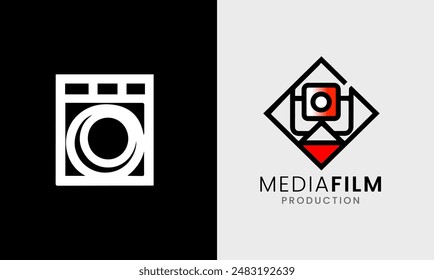 Filmkino-Videoproduktion Medienkamera Multimedia-Symbol-Studio-Industrie-Grafikdesign-Logo-Symbol  