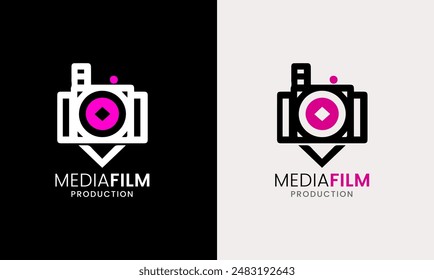 Filmkino-Videoproduktion Medienkamera Multimedia-Symbol-Studio-Industrie-Grafikdesign-Logo-Symbol  