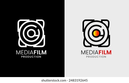 Filmkino-Videoproduktion Medienkamera Multimedia-Symbol-Studio-Industrie-Grafikdesign-Logo-Symbol  