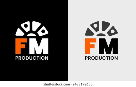 Filmkino-Videoproduktion Medienkamera Multimedia-Symbol-Studio-Industrie-Grafikdesign-Logo-Symbol  