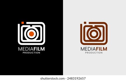 Filmkino-Videoproduktion Medienkamera Multimedia-Symbol-Studio-Industrie-Grafikdesign-Logo-Symbol  