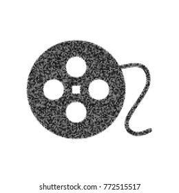 Film circular sign. Vector. Black icon from many ovelapping circles with random opacity on white background. Noisy. Isolated.