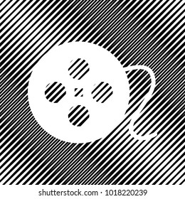 Film circular sign. Vector. Icon. Hole in moire background.