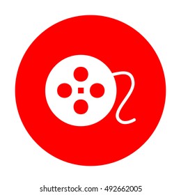 Film circular sign. White icon on red circle.