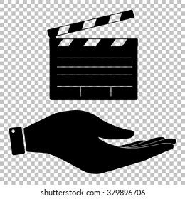 Film clap board cinema sign. Flat style icon vector illustration.