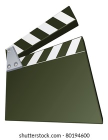 A film clap clapper board clapperboard illustration with dynamic perspective. Copyspace on the board for your text.