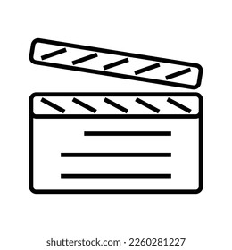 Film clap icon vector. Line movie symbol. Trendy flat outline ui sign design. Thin linear graphic pictogram isolated for web site, mobile application