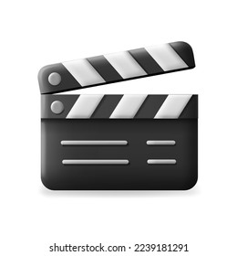 Film Clapper 3d cartoon Icon  Movie clapper board  Cinema production sign 
