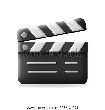 Film Clapper 3d cartoon Icon. Movie clapper board. Cinema production sign.
